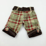 Green & Red Checked Trousers With Belt - Boys 0-3 Months