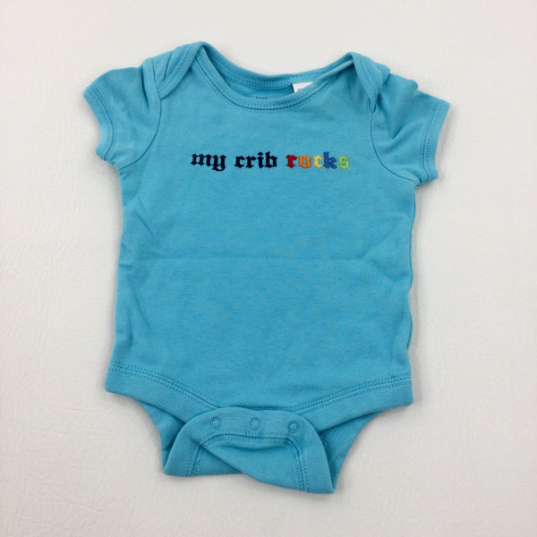 'My Crib Rocks' Blue Bodysuit - Boys 0-3 Months