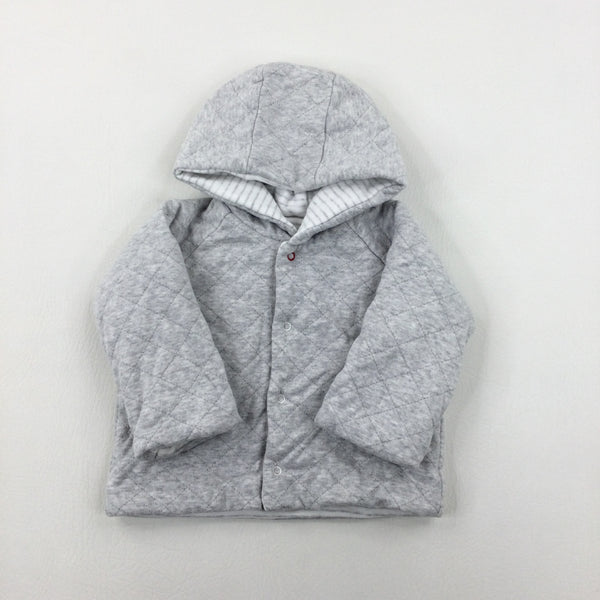 Grey Padded Coat With Hood - Boys 3-6 Months