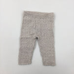 Patterned Beige Knitted Leggings - Girls 3-6 Months