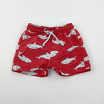 Sharks Red Swim Shorts - Boys 6-9 Months