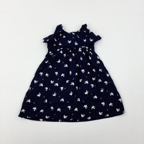 Birds Navy Dress - Girls 9-12 Months