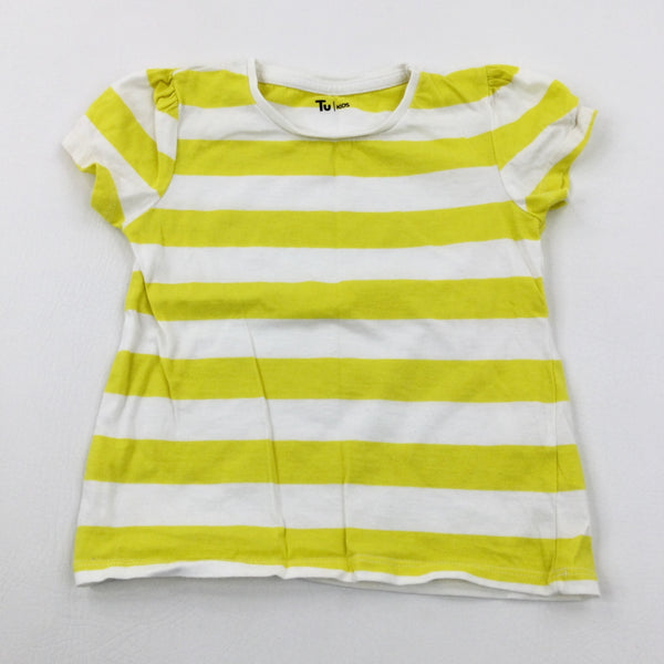 Yellow Striped Cotton T-Shirt - Girls 4-5 Years