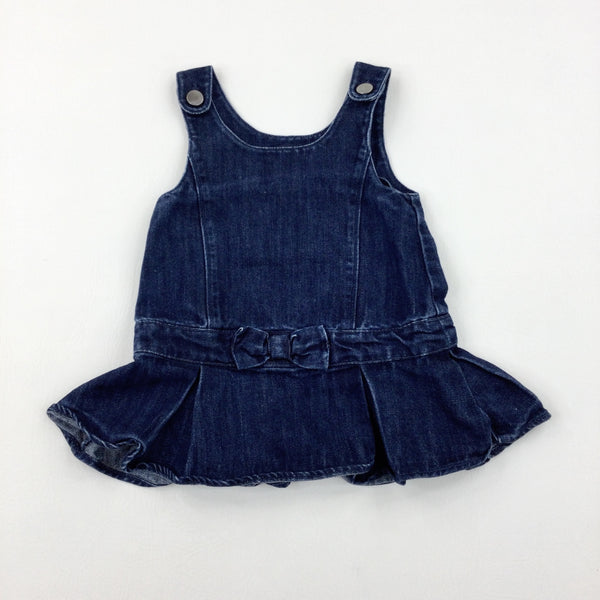 Dark Blue Denim Dungaree Dress - Girls 18-24 Months