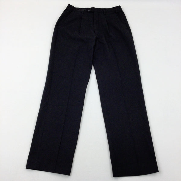 Black School Trousers With Adjustable Waist- Boys 12-13 Years