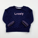 'Lovely' Quilted Navy Sweatshirt - Girls 18-24 Months