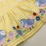 Birds Appliqued Yellow Striped Skirt - Girls 4-5 Years