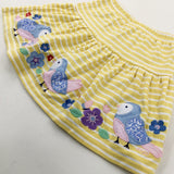 Birds Appliqued Yellow Striped Skirt - Girls 4-5 Years
