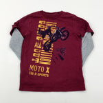 'Moto X' Bike Burgundy Long Sleeve Top - Boys 6-7 Years