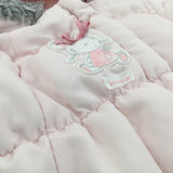 'Little Mouse' Pink Padded Fleece Lined Pramsuit - Girls 0-3 Months