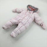 'Little Mouse' Pink Padded Fleece Lined Pramsuit - Girls 0-3 Months