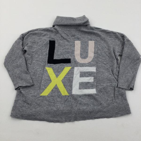 'Luxe' Grey Lightweight Knitted Rollneck Jumper - Girls 9-10 Years