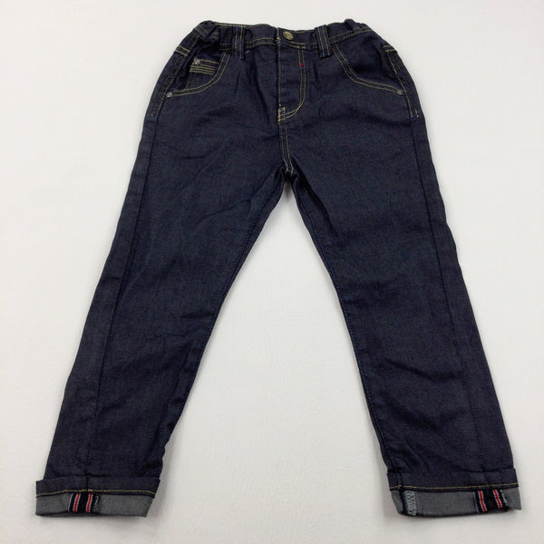 Blue/Black Denim Jeans With Adjustable Waistband - Boys 4-5 Years