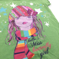 'Hello Miss Butterfly' Sparkly Stars Green T-Shirt - Girls 9-10 Years