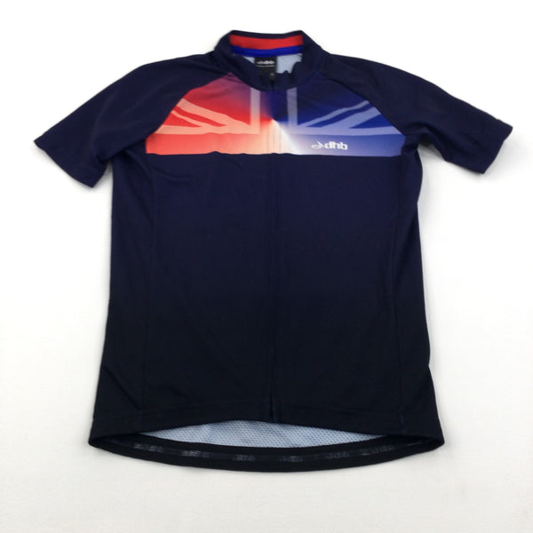 Union Jack Navy Cycling Top with Pockets On Back - Boys 12-14 Years