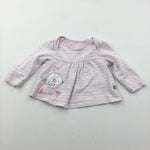 Bird Appliqued Pink & White Striped Jersey Tunic Top - Girls Newborn