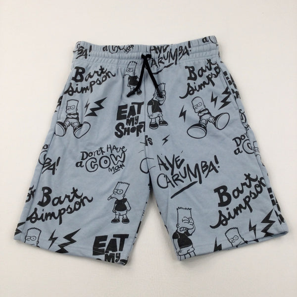 'Eat My Shorts' Bart Simpson Light Blue Jersey Shorts - Boys 12-13 Years