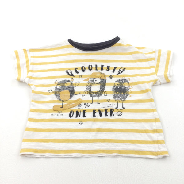 'Coolest One Ever' Monsters Yellow & White Striped T-Shirt - Boys 12-18 Months