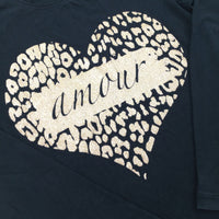 'Amour' Black Long Sleeve Top - Girls 11-12 Years