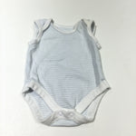 Blue & White Striped Short Sleeve Bodysuit - Boys Newborn