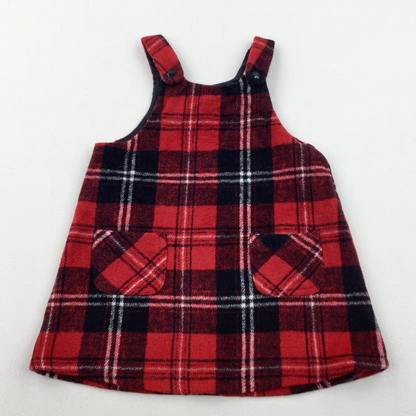 Checked Red White & Black Pinafore Dress - Girls 18-23 Months