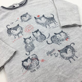 'Cat Chat' Cats Grey Long Sleeve Dress - Girls 18-24 Months