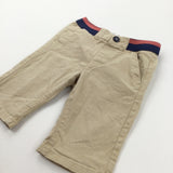 Beige Cotton Twill Shorts - Boys 3-4 Years