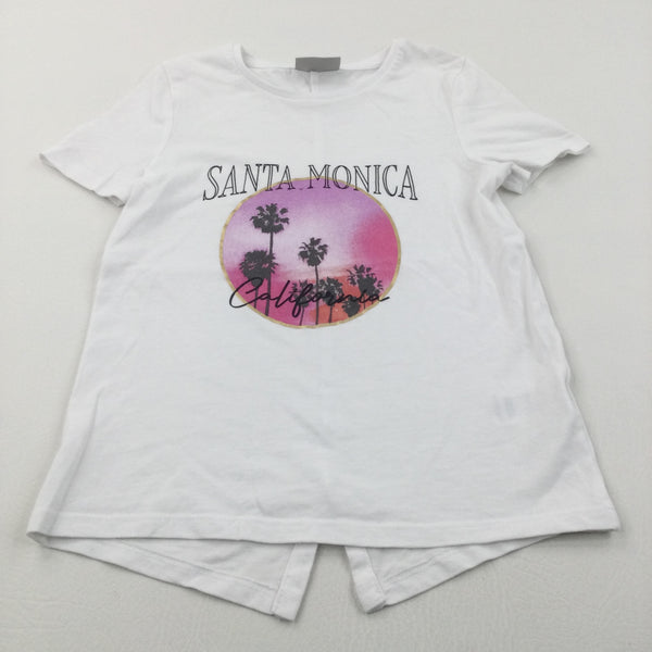 'Santa Monica California' White T-Shirt - Girls 8 Years
