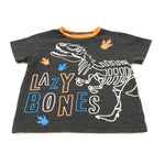 'Lazy Bones' Dinosaur Skeleton Grey & Orange T-Shirt - Boys 2-3 Years