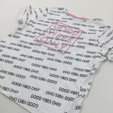 'Good Vibes Only' Glittery Pink, Black & White T-Shirt - Girls 8-9 Years