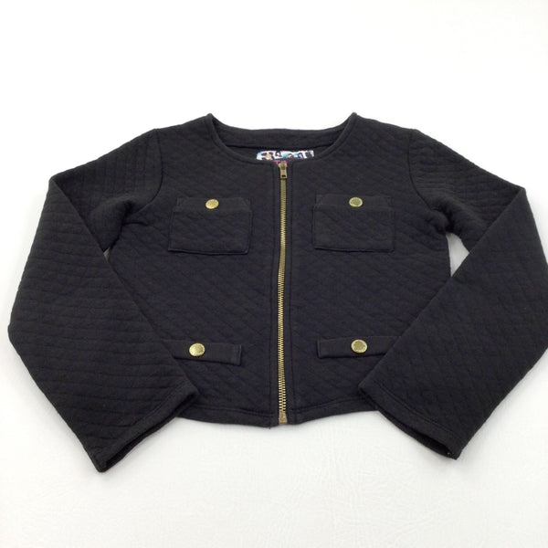 Black Quilted Cropped Jersey Jacket - Girls 9-10 Years