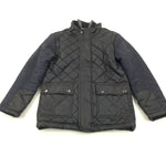 Quilted Wax Jacket with Herringbone Sleeves - Boys 8-9 Years