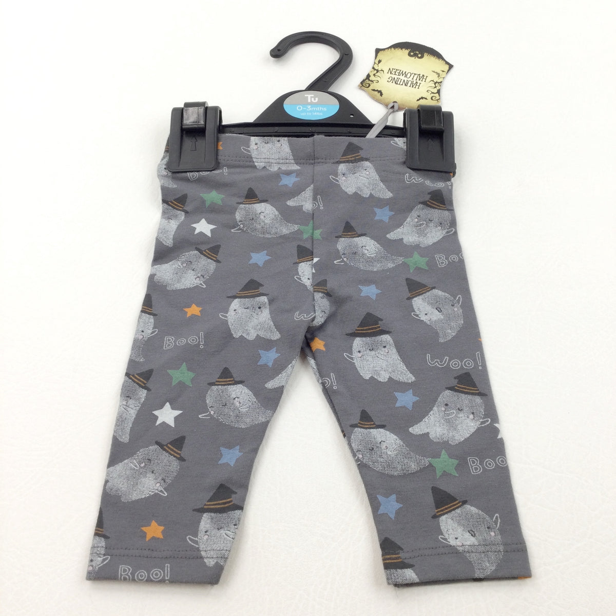 NEW** 'Boo' Ghosts & Witches Hats Grey Leggings - Boys/Girls 0-3