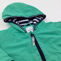 'Junior J' Green Fleece Lined Showerproof Jacket with Hood - Boys 18-24 Months
