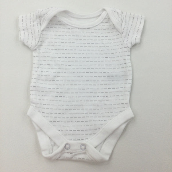 Grey and White Striped Short Sleeve Bodysuit - Boys/Girls Tiny Baby
