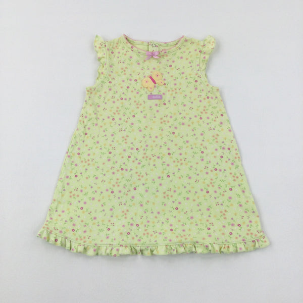 'Cutie' Butterfly Motif Flowers Yellow Dress - Girls 12-18 Months