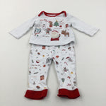 'My Christmas To Do List' Father Christmas & Presents White & Red Pyjamas - Boys/Girls 6-9 Months