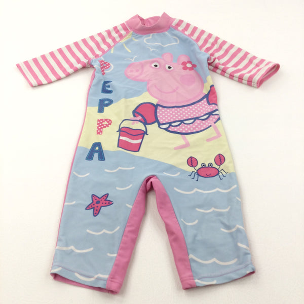 'Peppa' Peppa Pig Pink & Blue Sun/Beach Suit - Girls 2-3 Years