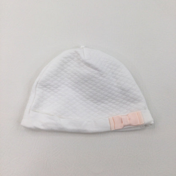 Bow White Hat - Girls 12-18 Months