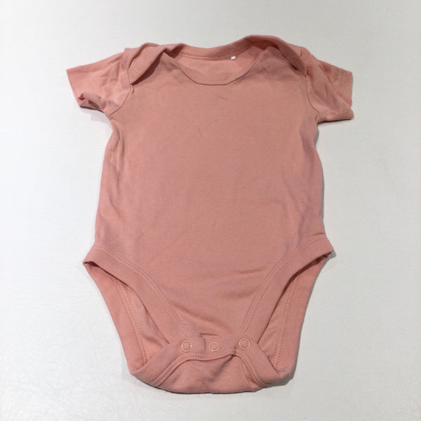 Peach Short Sleeve Bodysuit - Girls 3-6 Months