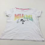 'Miami Beach' White T-Shirt - Girls 9-10 Years