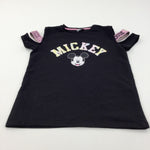 'Mickey' Mickey Mouse Black Jersey Short Sleeve Sweatshirt/T-Shirt - Girls 10-11 Years
