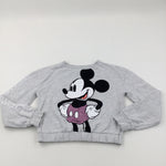 'Mickey Mouse' Cropped Grey Sweatshirt - Girls 9-10 Years