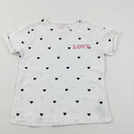 'Love' Hearts White T-Shirt - Girls 9-10 Years