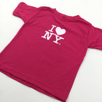 'I Love New York' Bright Pink T-Shirt - Girls 4-5 Years