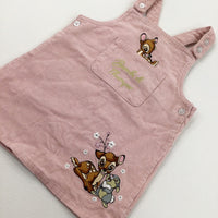 'Bambi & Thumper' Pink Cord Dungaree Dress - Girls 12-18 Months