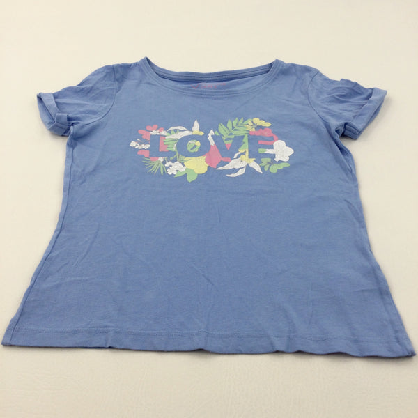 'Love' Flowers Blue T-Shirt - Girls 9-10 Years