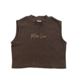 'More Love' Brown Cropped Top - Girls 7-8 Years