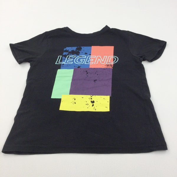 'Legend' Colourful Squares Black T-Shirt - Boys 7-8 Years