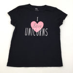 'I Love Unicorns' Black T-Shirt - Girls 9-10 Years